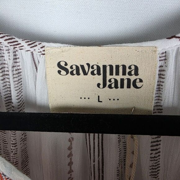 NWT Savanna Jane Women Boho Embroidered Blouse Top Shirt Size Large Peasant - Picture 3 of 6